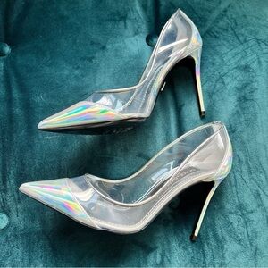 DOLCE & GABBANA RAINBOW IRIDESCENT METALLIC HOLOGRAPHIC PUMPS SIZE 37 EUC